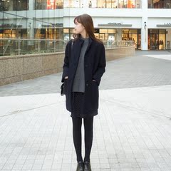 冬季新款2016韩版毛呢外套女中长款修身显瘦长袖羊毛立领呢子大衣