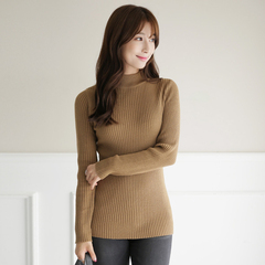 2016冬季厚款韩版女士半高领长袖针织衫女套头毛衣修身紧身打底衫