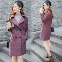 毛呢外套女韩国2016冬装新款宽松显瘦中长款加厚茧型羊毛呢子大衣