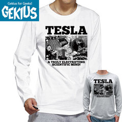 特斯拉Tesla物理学电磁学交流电无线电机械geek极客棉长袖男生T恤