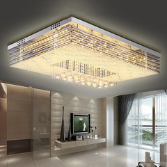 LED水晶灯奢侈豪华长方形大气客厅灯简约现代卧室灯餐厅遥控灯具