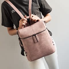 女包2016夏新款韩版双肩包女学院风书包铆钉休闲旅行背包三用小包