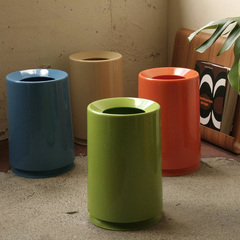 出口单品 简约管状创意欧式日式垃圾桶 塑料 双层无盖圆形加厚款