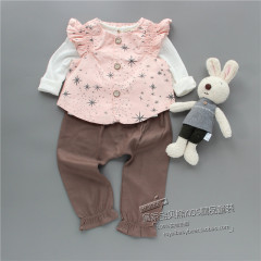 韩国童装女童春装套装1-2-3岁女宝宝无袖马甲 哈伦裤套装