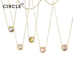 Circle日本珠宝 天然彩宝18K金项链月亮石水晶托帕石橄榄石吊坠