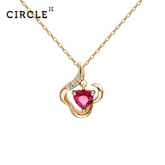 Circle日本珠宝 天然鸽血红宝石吊坠18k金镶嵌彩宝锁骨项链女正品