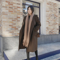 2016冬季新款韩版宽松显瘦中长款气质羊毛呢子大衣女加厚毛呢外套