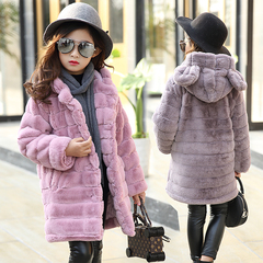 女童毛毛衣外套仿皮草冬装2016新款8岁中大童韩版加厚 公主外套
