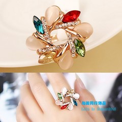 包邮！韩国时尚小清新彩色水晶转运圈装饰戒指女韩版个性食指指环