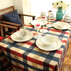 欧式爱丁堡格子桌布布艺棉麻外贸地中海餐桌布盖布宜家茶几布台布