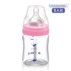 贝儿欣  宝宝奶瓶婴儿宽口径玻璃奶瓶配奶嘴120ml BS4417