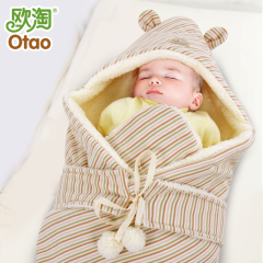 欧淘宝宝抱被婴儿有机纯棉抱毯新生儿加厚包被初生儿外出保暖用品