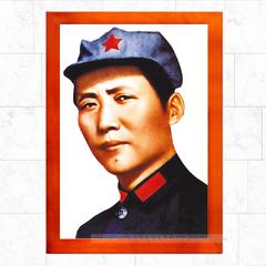 毛主席在陕北青年标准画像 毛泽东伟人领袖墙饰壁挂有框画 照片墙