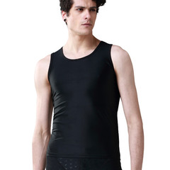 男士泳衣背心 高弹力男士分体泳衣  紧身黑色上衣游泳装