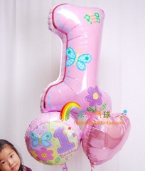 进口anagram铝箔气球 1周岁女孩生日数字气球 生日派对布置