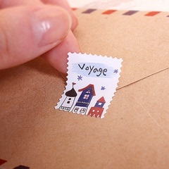 仿邮票贴纸 装饰diy相册日记空白明信片台历用 一套16版创意4套选