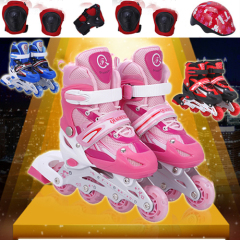 溜冰鞋儿童全套装单排四轮男女宝宝旱冰鞋成人滑冰鞋直排轮轮滑鞋