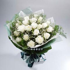 16朵白玫瑰花束0879上海鲜花速递圣诞节七夕情人节预订花店送花
