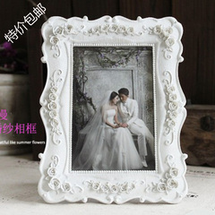 包邮6710寸白色欧式复古婚纱照摆台树脂相片韩国创意礼物田园相框