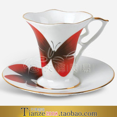 陶瓷咖啡杯 紫蝴蝶对杯花式焦糖玛奇朵咖啡杯 容量180cc
