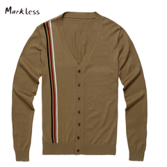 Markless2015春装男士针织衫毛衣V领百搭修身毛衫开衫外套男男装