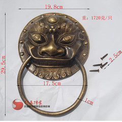 仿古中式纯铜兽头/20公分全铜大门虎头拉手/仿古黄铜兽头大门环