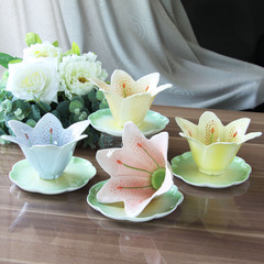 新瓷代花制作珐琅彩陶瓷碗创意绿叶盘子套装 清新风文艺风花卉造