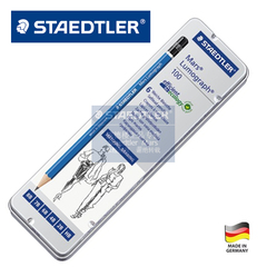 德国STAEDTLER施德楼 100 G6 蓝杆专业绘图素描铅笔 6支铁盒套装