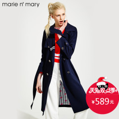 玛丽安玛丽女春装中长款双排扣风衣外套MM1612AWBY098