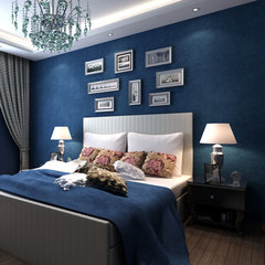 深蓝色地中海墙纸素色 卧室客厅电视背景墙壁纸纯色 白色复古酒店