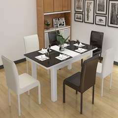 艾菲娅时尚现代钢化玻璃餐桌餐椅组合4人小户型吃饭桌子368