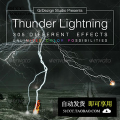 Thunder Lightning Effects 大型雷电效果装饰元素设计素材源文件