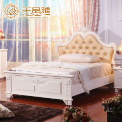 千品雅公主田园床 1.2米单人床高箱储物床白色实木床 欧式床