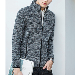 青少年立领卫衣男修身男士韩版秋季上衣夹克开衫针织内加绒外套