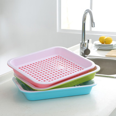 长方形水果盘塑料双层沥水盘茶盘杯子托盘 厨房收纳置物盘