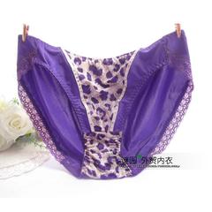 K540外贸原单韩国高贵紫色性感豹纹爽滑牛奶丝无痕中腰三角女内裤