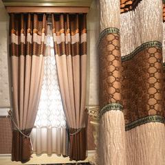 可米简约现代拼接欧式全遮光窗帘布 客厅卧室书房阳台定制纱成品