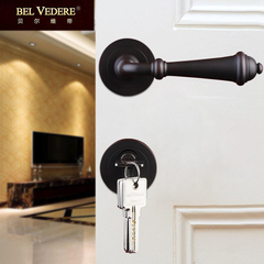 贝尔维帝静音房间卫生间无钥匙纯铜美式门锁室内卧室实木分体锁铜