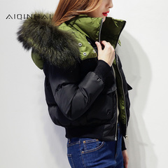 2016新款女装加厚保暖貉子毛领羽绒服女短款修身显瘦韩版冬季外套