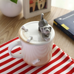 法蓝瓷立体可爱动物杯子猫猴兔狗3D陶瓷杯创意水杯咖啡杯马克杯