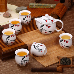 景德镇陶瓷茶具套装双层隔热茶具婚庆礼品过滤茶杯茶壶组特价包邮