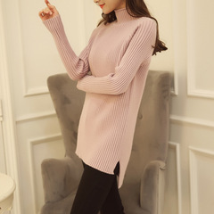 冬季韩版新款女装针织衫超级加厚保暖下摆开叉打底衫毛衣女士上衣