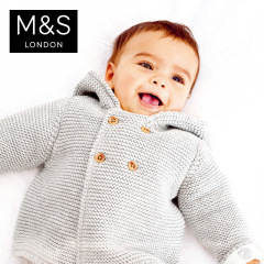 M＆S/马莎童装 女婴儿0至1岁纯棉针织连帽开衫外套 T784750C聚