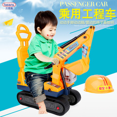 大号儿童挖土机挖掘车玩具可骑可坐人宝宝脚踏滑行工程车一件代发