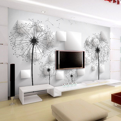 艾曼尼 3d现代简约温馨蒲公英床头卧室客厅电视背景墙纸大型壁画