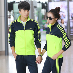 秋季运动套装情侣款拼色休闲运动服男女两件套青年套装韩版卫衣套