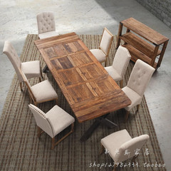 美式乡村LOFT铁艺实木复古做旧家具餐桌书桌会议桌电脑桌子办公桌