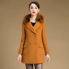 宝瑞姿2015冬装新款时尚高端狐狸毛领羊绒大衣羊毛呢外套BSD8120