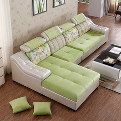 艾菲娅布艺沙发现代简约大小户型客厅家具可拆洗皮布沙发组合8609