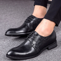 新款韩版尖头皮鞋 时尚系带男鞋男士商务正装鞋子潮流低帮鞋单鞋